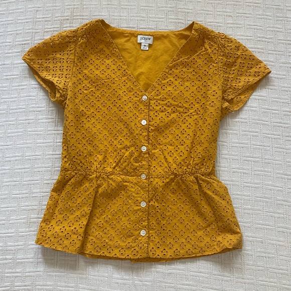 J. Crew Tops - J. Crew yellow eyelet blouse.